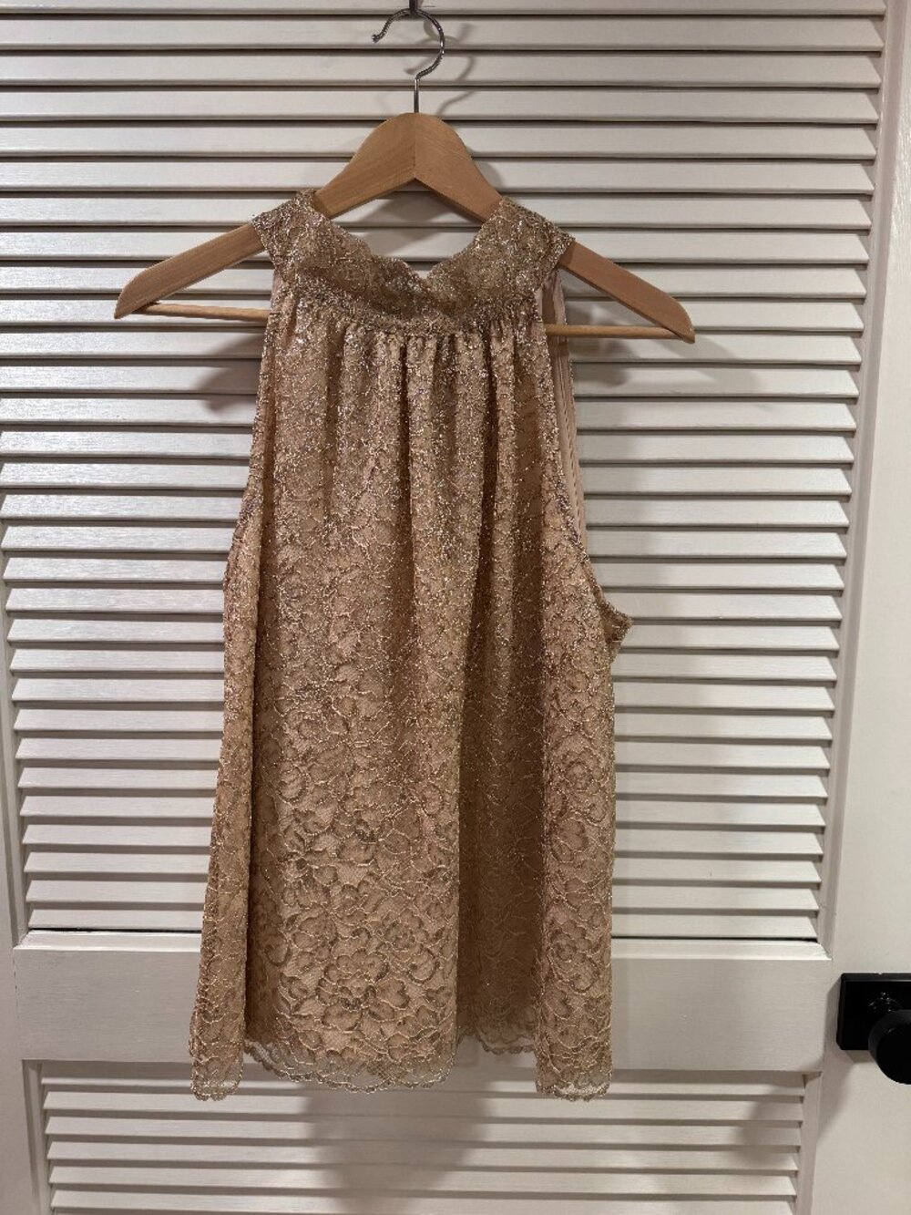J.Crew Metallic Lace Halter Tank – Size Large (Fully Lined, Evening Top)